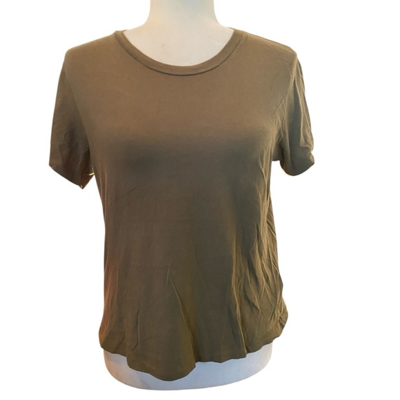 Agolde Womens Boxy Army Green Cotton T-Shirt - Picture 1 of 6